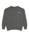 grey crewneck sweatshirt with word Californian printed on left
