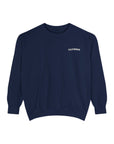 Navy crewneck sweatshirt with word Californian printed on left