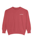 Crimson crewneck sweatshirt with word Californian printed on left